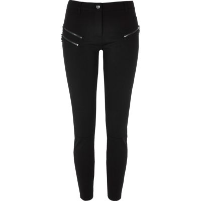 Black zip super skinny trousers